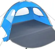 MIRUS Beach Tent, 2-3 Person Sun Shade Shelter with UPF50+ Protection Extended Floor & 3 Ventilating Roll Up Windows Carrying Bag Stakes and Tiedown Strings, Sky Blue