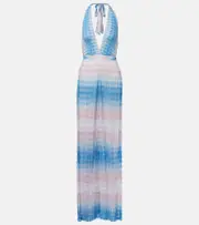 [Missoni] Missoni Zigzag ombré lamé jumpsuit UK 16 blue