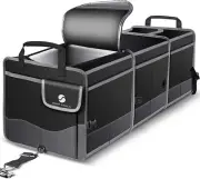 Trunk Organizer with Cooler, Collapsible Trunk Storage Container with Non Slip