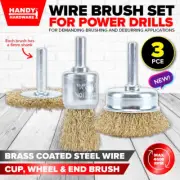 3PCS Au Power Drill Wire Brush Set Cup Wheel End Brush 6mm Shanks