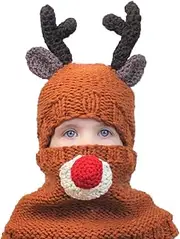 [YJZQ] Children's Winter Hat Scarf Set Beanie Hat Scarf Toddler Owl Knitted Hat Tube Scarf for 3-9 Years Old Boys Girls (Khaki)