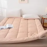 Folding Floor futon Mattress, Portable roll-up Sleeping pad, Thickened, Soft and Breathable Suitable for Single Double.(Pink,150x200cm)