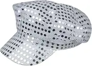 Navoys 70s Disco Hat - Silver Sequin Party Hats for Adults, Suitable for Eurovision Elton John and Abba Fancy Dress Costume, Unisex 70s Accessories for Women and Men