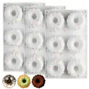 Mini Bundt Cake Pan, 3pcs Silicone Fluted Tube Cake Pans, 6-Cavity Non Stick ...