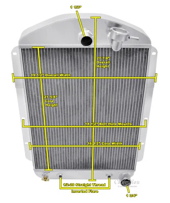 3 Row SubZero Champion Radiator for 1937 Chevrolet Master Car V8 Conversion (for: Chevrolet)
