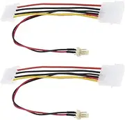EMSea 2Pcs 4 Pin Molex Male to Female + 3 Pin Fan Connector Extension Cable CPU Case Fan Power Connector Cable Adapter Accessories
