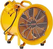VEVOR Portable Ventilator, 304.8mm Heavy Duty Cylinder Fan, Strong Shop Exhaust Fan 2500CFM, 3m Power Cord (No charging head), Industrial Utility Blower for Sucking Dust, Smoke Home/Workplace