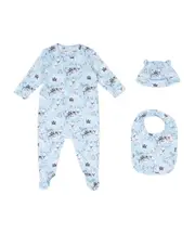 One-piece bib and beanie set 6M,12M Blue