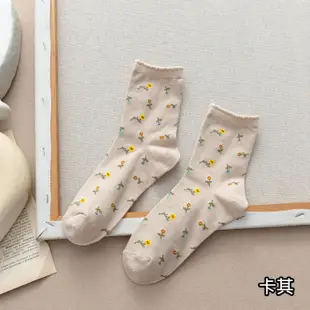 【日光手感】日系清新小碎花中筒襪(6色)S031 小花襪子 中筒襪 棉襪 女襪