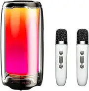 Namolit Portable Karaoke Speaker with Dynamic Bass 6-Mode LED Lights Color Changing Support Voice Control TWS Surround Stereo Sound,Microphone for Outdoor Entertainment Party Camping