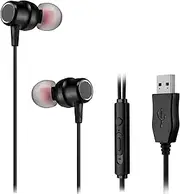 USB Earbuds with 8.2FT Extra Long Cord for Computer, in-Ear USB Headphone Headset with Mic Compatible with Laptop, Desktop PC, Notebook & Chromebook, Noise-Isolation & Lightweight, CGS-W7