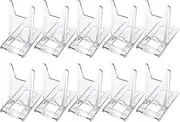 Acrylic Display Stand Set of 10 - Clear Plastic Mini Photo Frame Holder for Home, Museum, Retail Store - Adjustable Angle, Easy Assembly - Ideal for Books, Art, Electronics, Photos