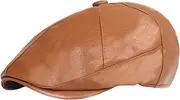 [Lifup] Men Women Newsboy Flat Cap PU Leather Gatsby Ivy Beret Cap, Brown 4, One Size