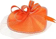 [Gatuida] Shiny Hat Party Hat Silk Burgundy Head Veil Hat Woman Tea Covers Cocktail Elegant Fancy Trendy Hair Wool Bow Headband Head Bands Has Hats for Women Yarn Rosy