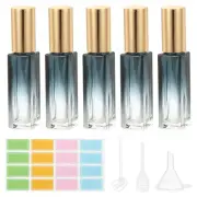 5 Pcs 10ml Travel Perfume Bottle with 3 Pcs Refill Tool, Labels, Light Blue/Gold