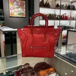 CELINE MINI LUGGAGE 大款紅色全皮囧包 微笑包 手提包 (XB8302)