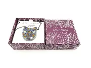 Betsey Johnson Halloween Crystal & Rhinestone Encrusted Cat Pendant Necklace 16"