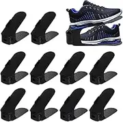 Shoe Stacker, Pack of 10 Shoe Slot Organisers, Adjustable Shoe Stacker, Space Saver, Adjustable Shoe Stacker, Space Saver, 2-Layer Stackable Shoe Organiser for Cupboard Organiser