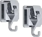 YSSILADI Shower Suction Cup Hooks, Multi-Scene Square Suction Cup Decorative Hooks, Waterproof Towel Hooks, Removable Garland Hooks, Reusable Robe Hooks (Silver, 2pack)