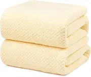 Breteil Bath Towels 2 Ultra Soft Packs Set of Large Absorbent Beach Towels, Fast Drying Microfiber Towel for Bath, Beach, Swimming Pool, Gym, Spa