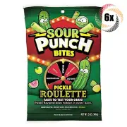 6x Bags Sour Punch Bites Pickle Roulette Assorted Flavors Gummy Candy | 5oz
