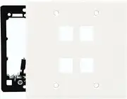 DIYTECH Keystone Wall Plate, 2 Gang Keystone Wall Plate, 4 Port Keystone Jack Wall Plate, Supports Keystone Jack or Modular Inserts, In Wall Patch Panel, w/Mounting Bracket - White