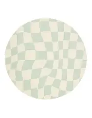 [Miss Amara] Ilenna Checkered Washable Round Rug in Green /ivory