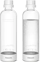 PHILIPS Carbonating Bottles ADD910WHOQ/37, 1L Twin Pack Reusable PET Water Bottles Compatible Sparkling Water Maker, 2 Pack for ADD4902BKOQ/37, ADD4902WHOQ/37 and ADD4901GROQ/37, ADD4901BKOQ/37