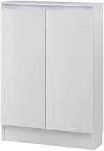 IWATSUKI MIO-8555SHWW Storage Shelf with Door, Made in 0.4 inches (45-120 cm), White Wood, Width 21.7 inches (55 cm), Depth 7.7 inches (19.4 cm), Height 33.5 inches (85 cm), Slim Baseboard Cut