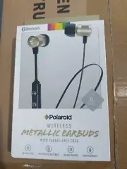 New Polaroid Wireless Bluetooth Metallic Earbuds Rose Gold Tangle Free Cord