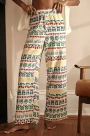 Anthropologie XL Liv Lee Wild Tiger Print Flannel Pajama Sleep Pants PJs Nwt