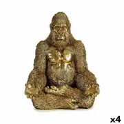 Decorative Figure Gorilla Yoga Golden 19 x 26.5 x 22 Cm 4 Units