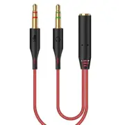Durable Dual 3.5mm Male Headset Mic Audio Splitter fit Smartphone to PC Adapter