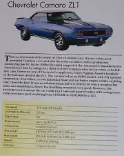 Chevrolet Chevy Camaro ZL1 Picture Out of Print Spec Article Sheet Wall Art