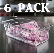 6 PACK 1/3 Size Polycarbonate Clear Plastic Steam Prep Table Food Pan 4" Deep