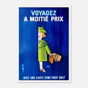 Galrie Voyagez A Moitie Prix SNCF - French Vintage Advertising Poster, Poster Only, A1 60 x 84cm (23 x 33inch)