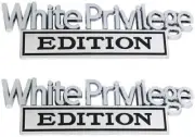 2Pcs Big White Privilege Emblem 3D Fender Badge (Big Size Chrome Black)