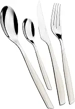 BUGATTI, Glamour 24-Piece Cutlery Set in 18/10 Stainless Steel and Colour Handle Ivory. 6 Person Cutlery Set Consisting of 6 Spoons, 6 Forks, 6 Knives and 6 Coffee Spoons