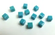 12 Pieces ~ OPAQUE TURQUOISE ~ 4 MM CUBES ~ SWAROVSKI CRYSTAL BEADS LOT