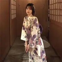 在飛比找蝦皮購物優惠-新款日本和服女日系和風改良日本和服浴袍可愛少女旅拍和服裝紫花