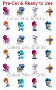 24 SHIMMER & SHINE CHARACTER MIX Edible Wafer Cupcake Toppers PreCut Ready 2 Use