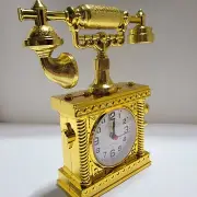Vintage European Style Battery Operated Alarm Clock Gold Tone.