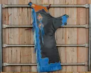 Western Black Top Grain Leather Bull Riding Rodeo Chaps/ Matching Filigree:2007