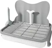 Qianly Dog Toilet Potty Trainer Anti Splashing Lattice with Post Pets Training Toilet Tray for Small and Medium Dogs Puppy Rabbits, Gray