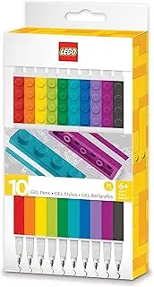 IQ LEGO Gel Pen Set for Children - Creative Drawing with Quick-Drying Gel Pens Set and LEGO Plate, Children's Stationery and School Supplies - Fine Tip 0.5, Pen Set with 10 Colours