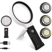 40X 30X 10X Magnifying Glass with Light and Stand, Handheld Lighted Magnifier,