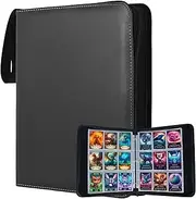 iGolife Trading Card Binder 9 Pocket, Portable Collector Binder for 900 Cards, Double Sided Pocket PU Card Collection Album, Card Folder for Baseball, TCG, Sports Cards, Game Cards, Black