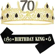 70th Birthday Decorations for Him 70th Birthday King Crown and 70th Birthday King Sash Kit for Men 70th Birthday Gifts for Him Happy 70th Birthday