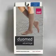 NEW Medi Duomed Compression Socks Open Toe Calf High 15-20 mmHg Almond Small