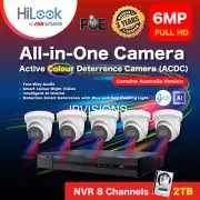 6MP Hilook By Hikvision : 4K NVR 8 Channels+2TB HDD+5 pcs. IP Camera Color